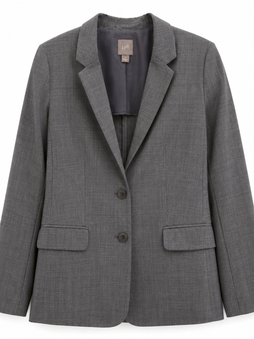 J. Jill Women’s Soft Wool Gray Two-Button Blazer, Size 6